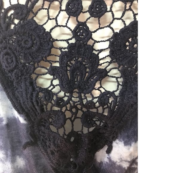 Ardene Tie Dye Blue White Embroidery crochet top tank blouse tunic shirt NWT - Picture 3 of 5